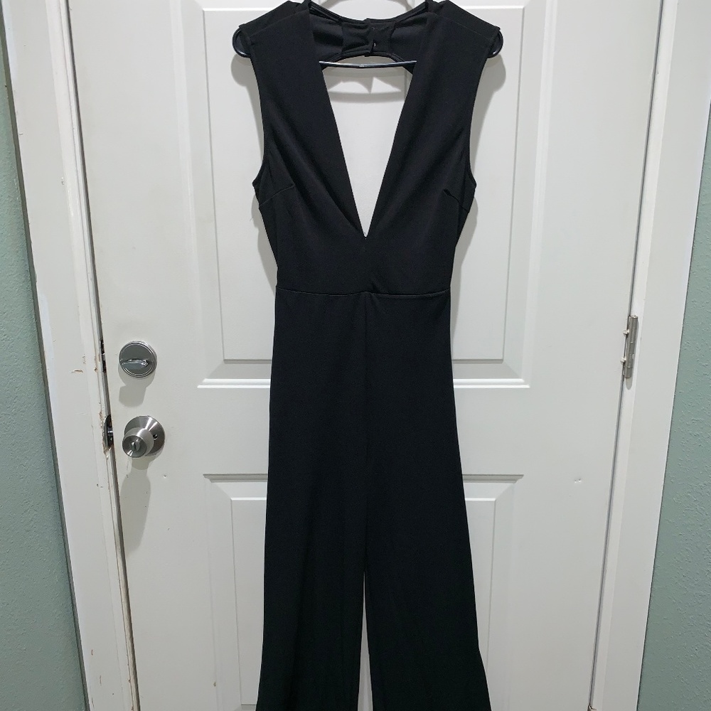 Black flare legged jumpsuit